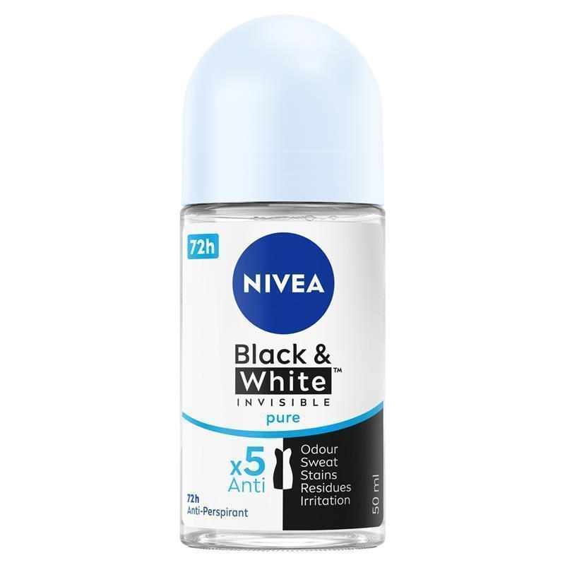 Load image into Gallery viewer, NIVEA Black &amp; White Invisible Pure Roll On Deodorant 72H Protection 50ml
