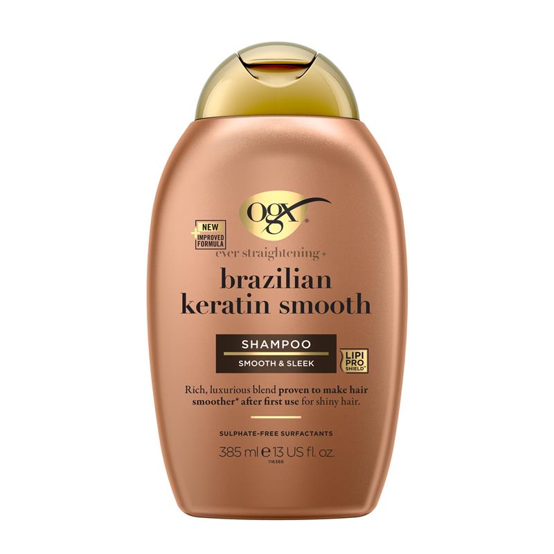 Load image into Gallery viewer, Ogx Ever Straightening + Smoothing &amp; Shine Brazilian Keratin Therapy Shampoo For Dull Hair 385mL

