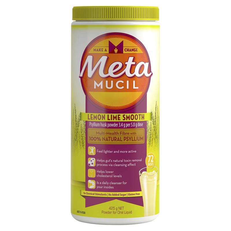 Load image into Gallery viewer, Metamucil Fibre Supplement Smooth Texture Lemon-Lime Flavour 72 doses 425g
