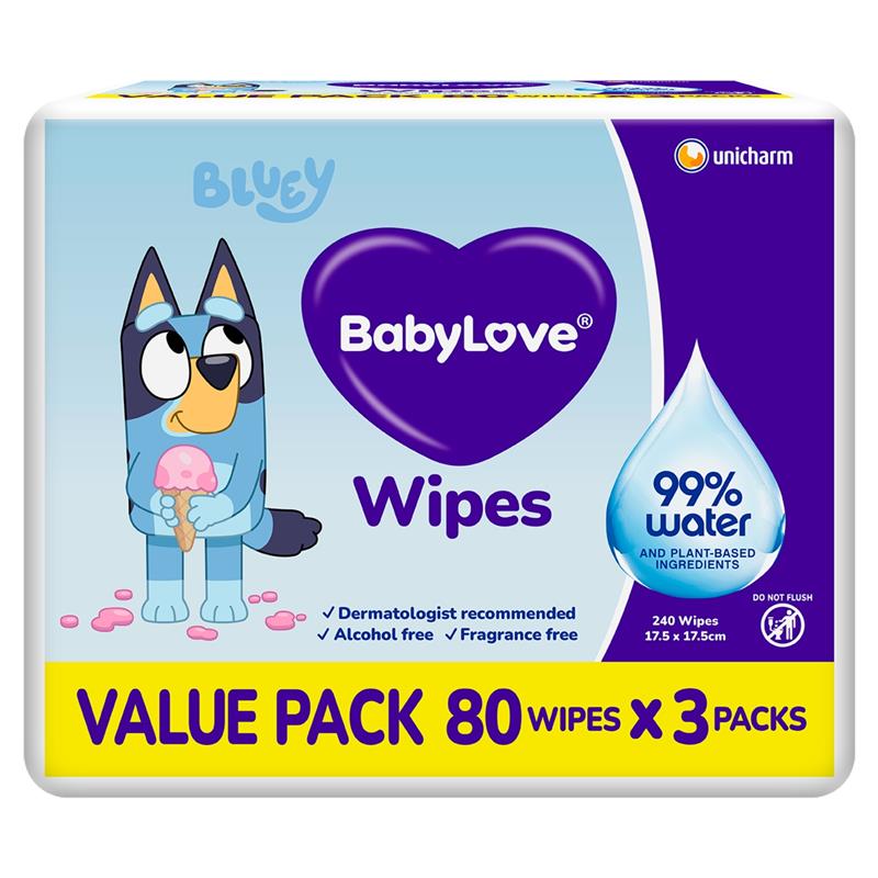Load image into Gallery viewer, Babylove Water Wipes (80 X 3) 240 Pack
