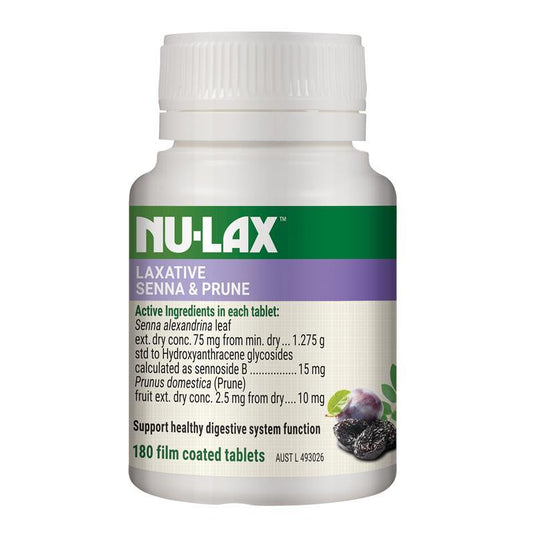 Nulax Natural Laxative Tablets with Senna and Prunes 180 Tablets