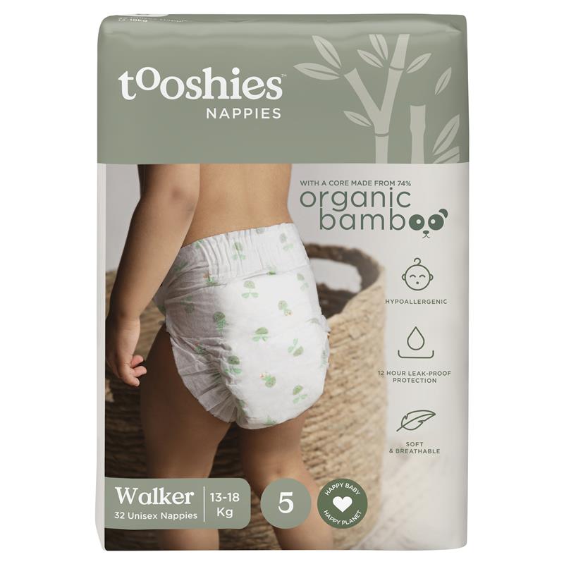 Load image into Gallery viewer, Tooshies Eco Nappies with Organic Bamboo Size 5 Walker 13-18kg, 32 pack
