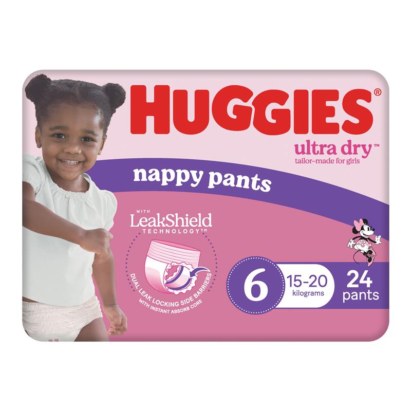 Load image into Gallery viewer, Huggies Ultra Dry Nappy Pants Size 6 15kg &amp; Over Girl 24 Pack
