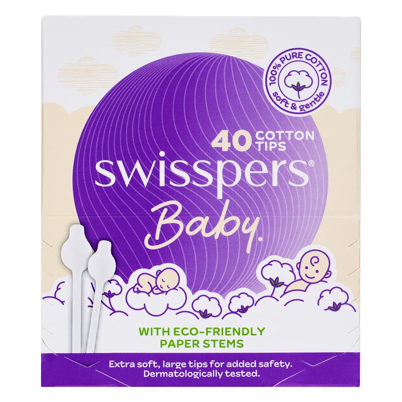 Load image into Gallery viewer, Swisspers Baby Cotton Tips Paper Stems 40
