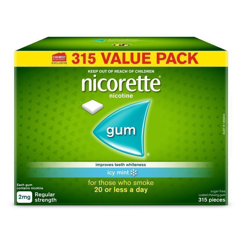 Load image into Gallery viewer, Nicorette Quit Smoking Regular Strength Nicotine Gum Icy Mint Exclusive Size 315 Pack
