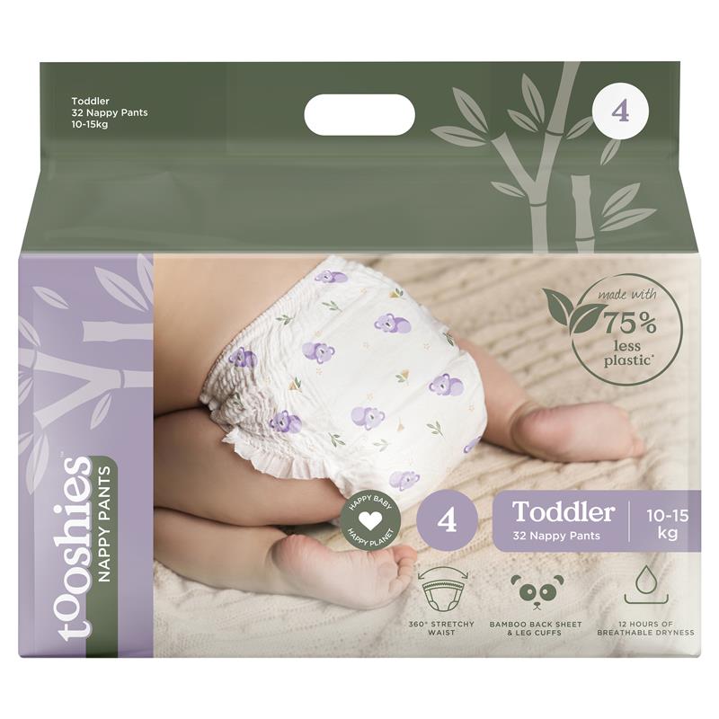 Load image into Gallery viewer, Tooshies Eco Nappy Pants Size 4 Toddler 10-15kg 32 Pack

