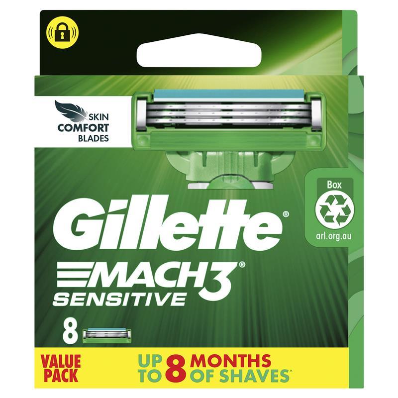 Load image into Gallery viewer, Gillette Mach 3 Sensitive 8 Pack
