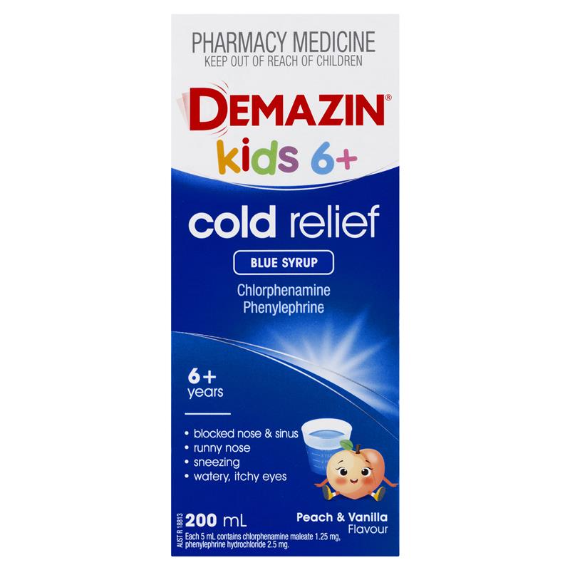 Load image into Gallery viewer, Demazin Kids 6+ Cold Relief Blue Syrup 200ml
