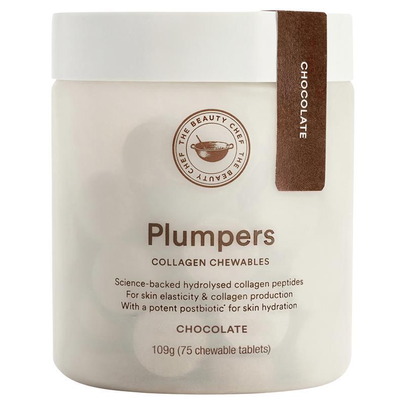 Load image into Gallery viewer, The Beauty Chef Plumpers Chocolate Collagen Peptides 75 Chewable Tablets
