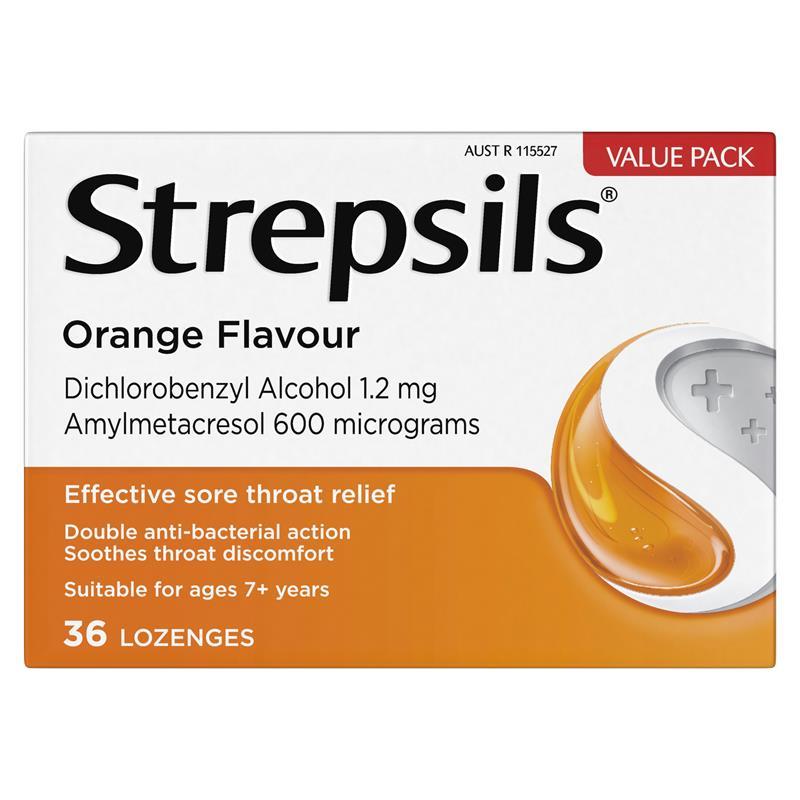 Load image into Gallery viewer, Strepsils Soothing Lozenges Orange 36pk Sore Throat Double Antibacterial
