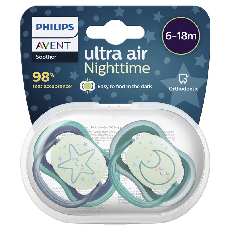Load image into Gallery viewer, Avent Ultra Air Night Soother 6-18 Months 2 Pack
