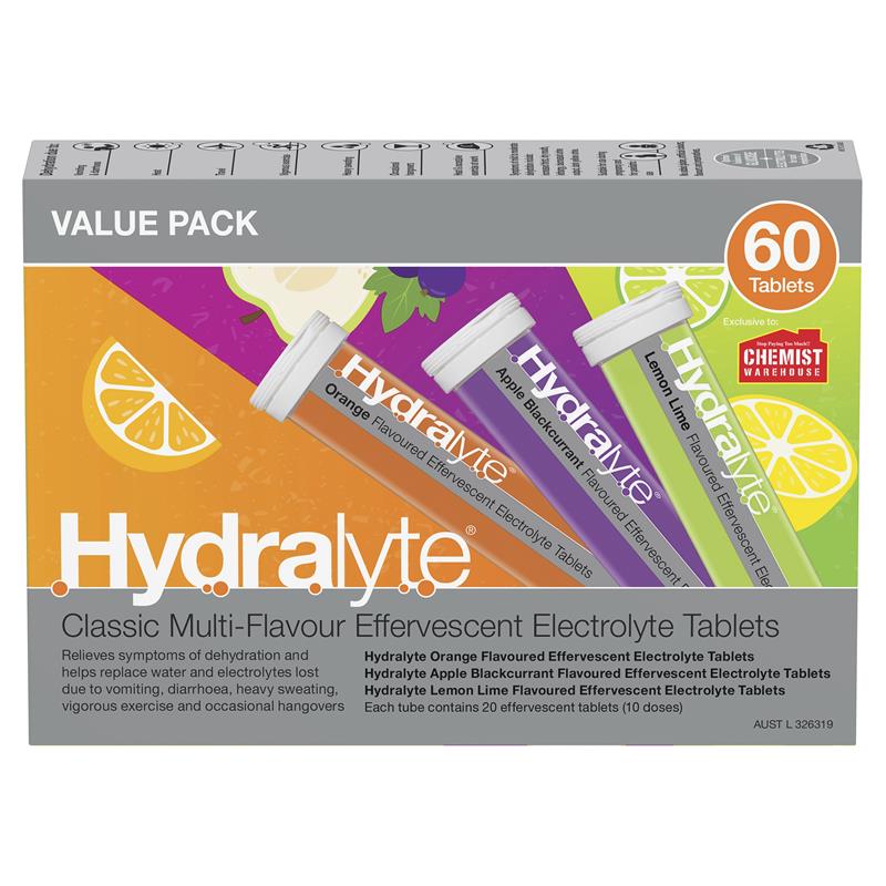 Load image into Gallery viewer, Hydralyte Electrolyte Effervescent Multi-Flavour 60 Tablets Exclusive Size
