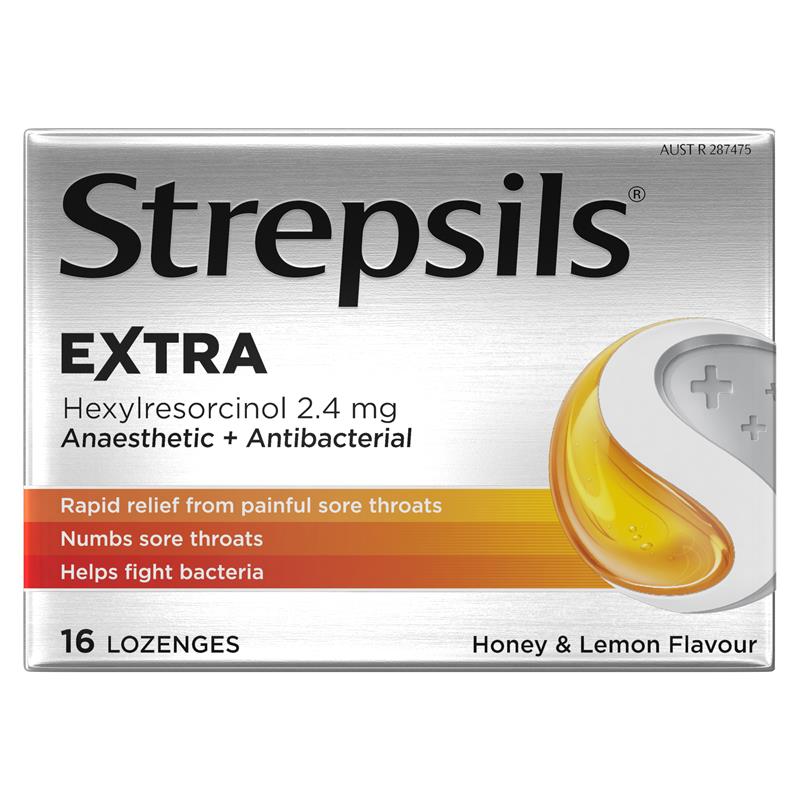 Load image into Gallery viewer, Strepsils Extra Honey Lemon Lozenges 16pk Fast Numbing Sore Throat Pain Relief with Anaesthetic
