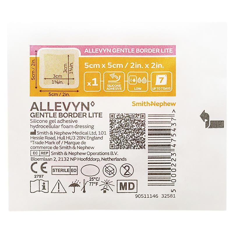 Load image into Gallery viewer, Allevyn Gentle Border Lite 5cm x 5cm Single Dressing
