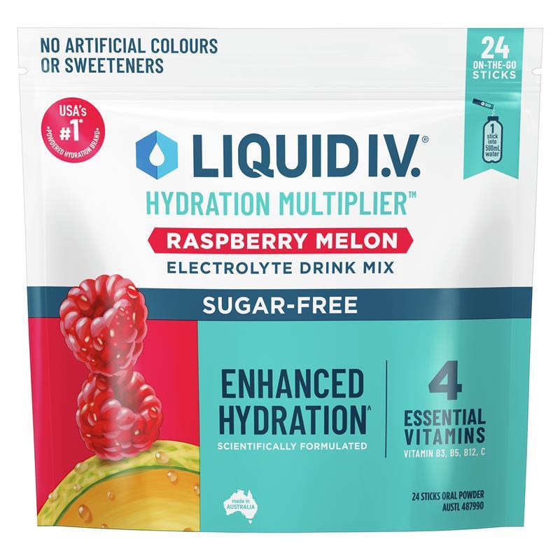 Load image into Gallery viewer, Liquid IV Hydration Sugar Free Raspberry Melon 24 Sachets
