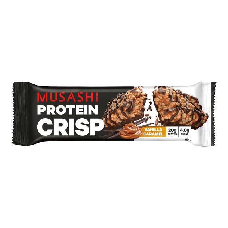 Load image into Gallery viewer, Musashi Protein Crisp Bar Vanilla Caramel 60g
