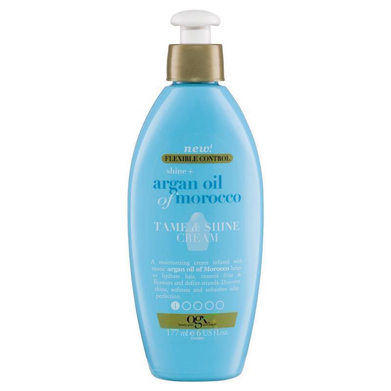 Load image into Gallery viewer, Ogx Flexible Control Shine + Hydrate Argan Oil Of Morocco Tame &amp; Shine Cream For Frizzy Hair 177mL
