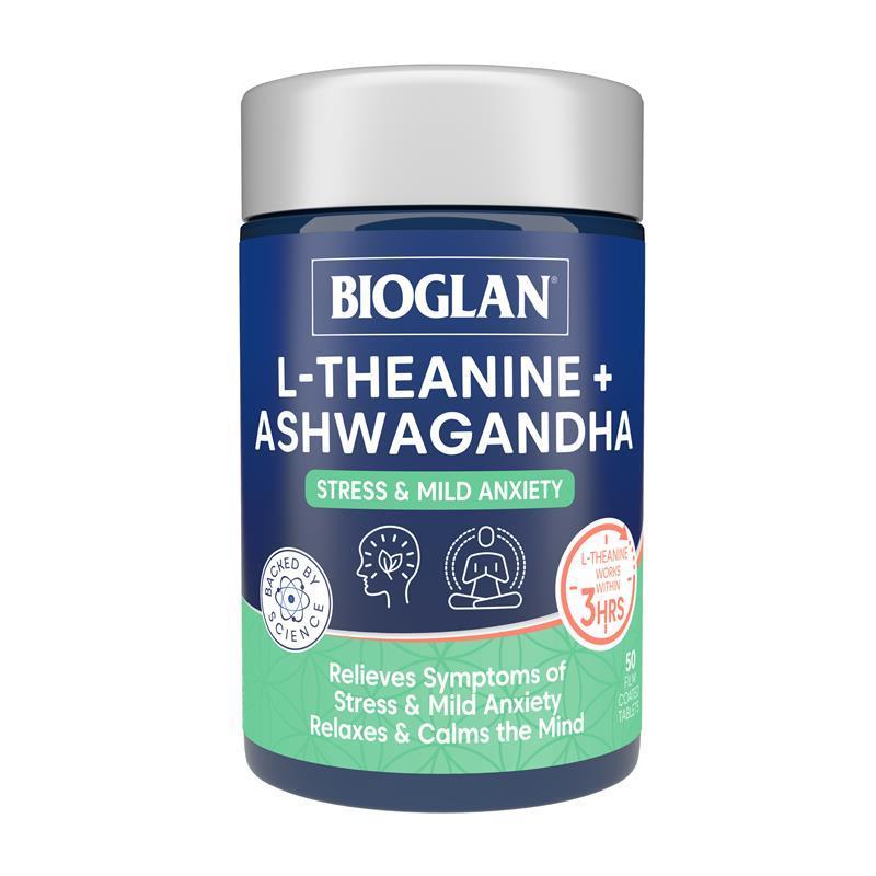 Load image into Gallery viewer, Bioglan L-Theanine + Ashwagandha 50 Capsules
