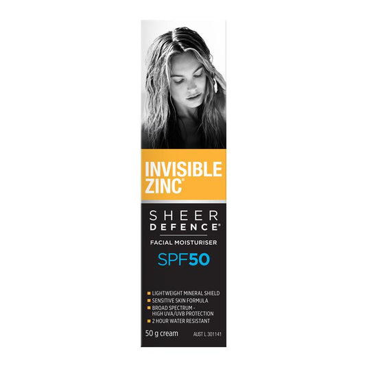 Invisible Zinc SPF 50+ Sheer Defence Facial Moisturiser 50g