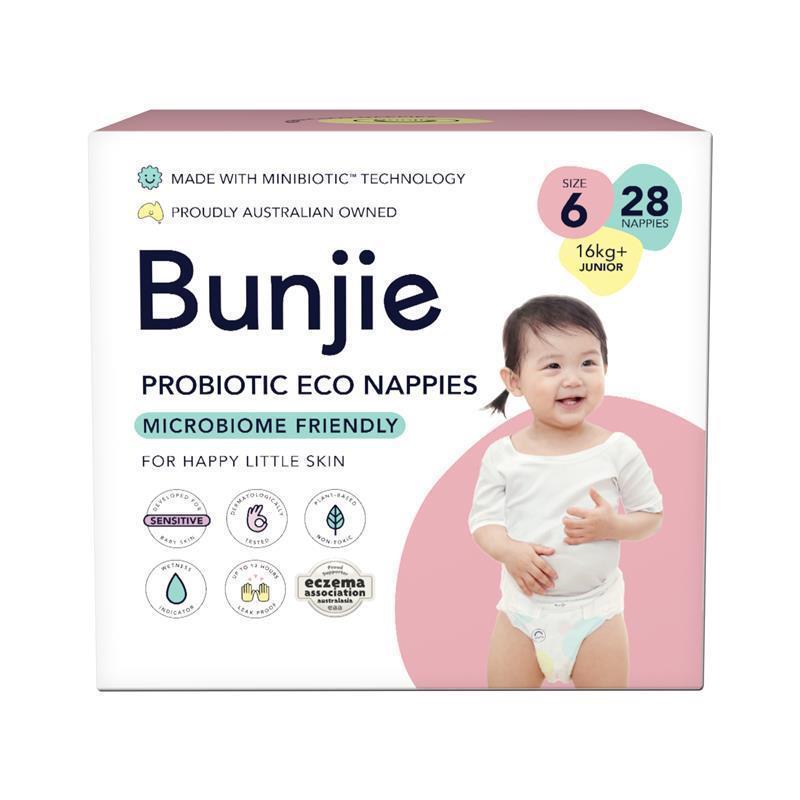 Load image into Gallery viewer, Bunjie Probiotic Eco Nappies Size 6, 16kg+, 28 Pack
