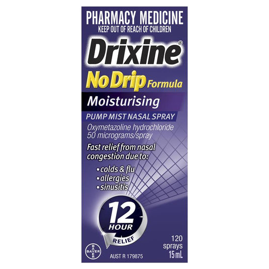 Drixine 12 Hour Relief No Drip Moisturising Nasal Spray 15mL