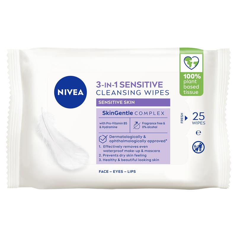 Load image into Gallery viewer, NIVEA 3in1 Sensitive Cleansing Wipes 25 Pack
