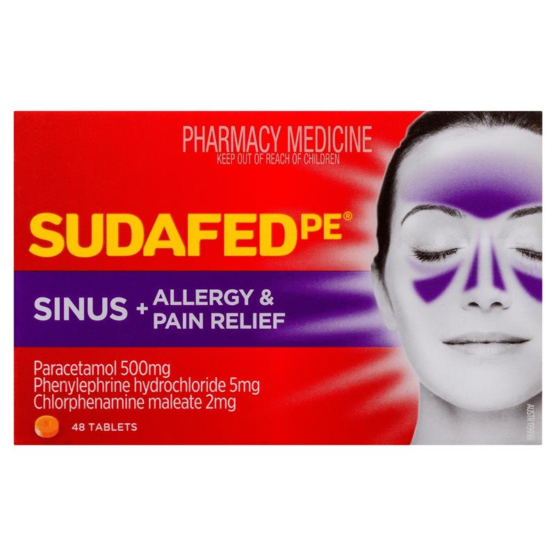 Load image into Gallery viewer, Sudafed PE Sinus + Allergy &amp; Pain Relief 48 Tablets
