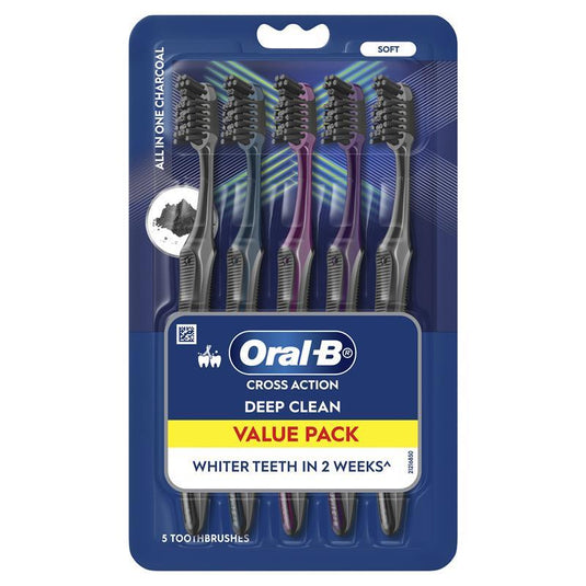 Oral B Toothbrush Cross Action All in One Charcoal 5 Pack