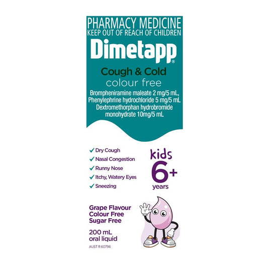 Dimetapp Cough and Cold Colour Free 200mL