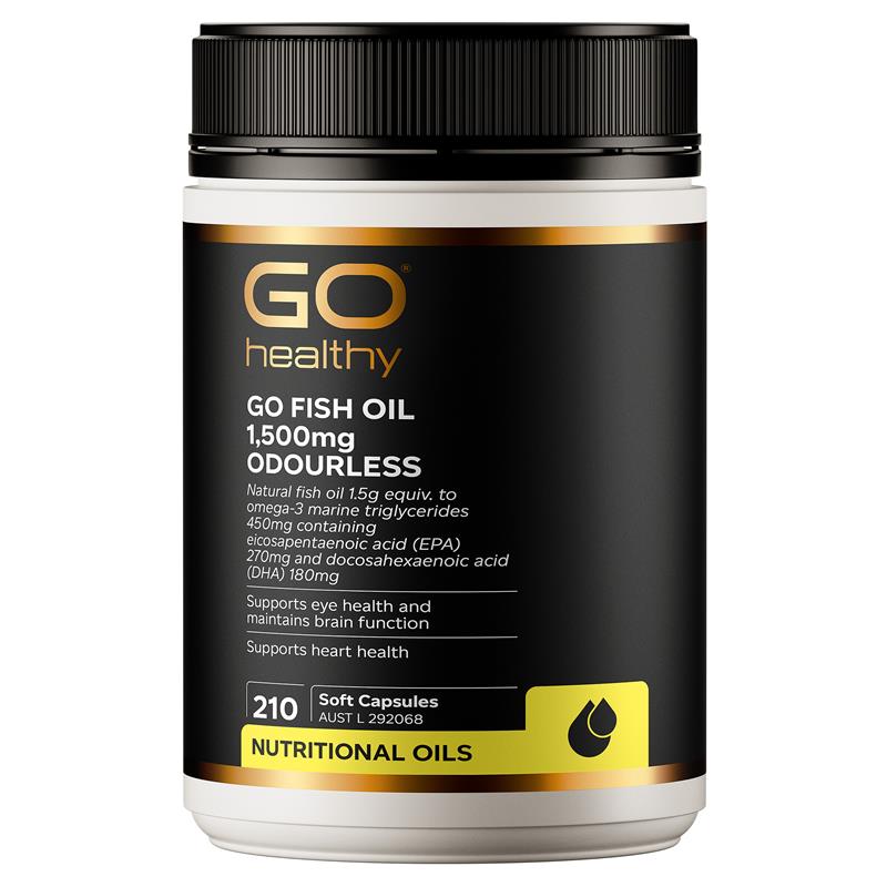 Load image into Gallery viewer, GO Healthy Fish Oil 1500mg Odourless 210 Capsules
