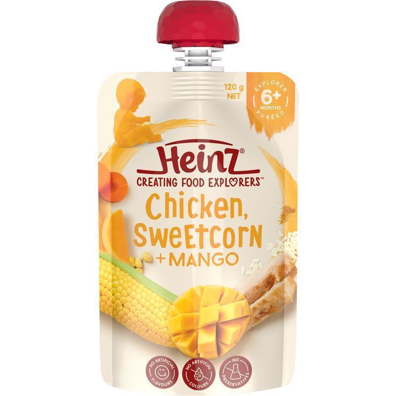 Load image into Gallery viewer, Heinz Chicken Sweetcorn &amp; Mango Pouch 120g 6m+

