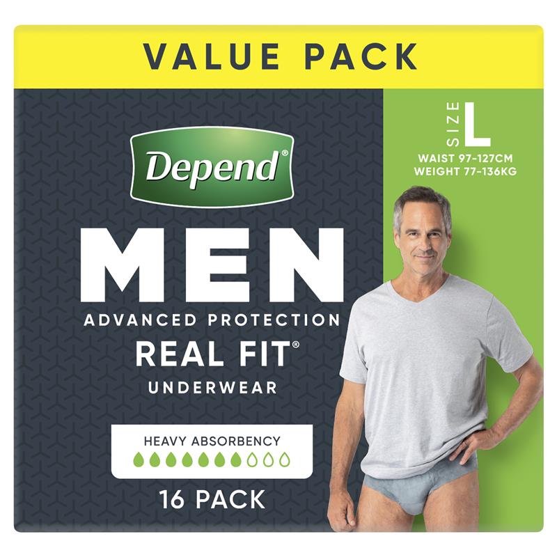 Load image into Gallery viewer, Depend Men Real Fit Underwear Large 16 Bulk Pack
