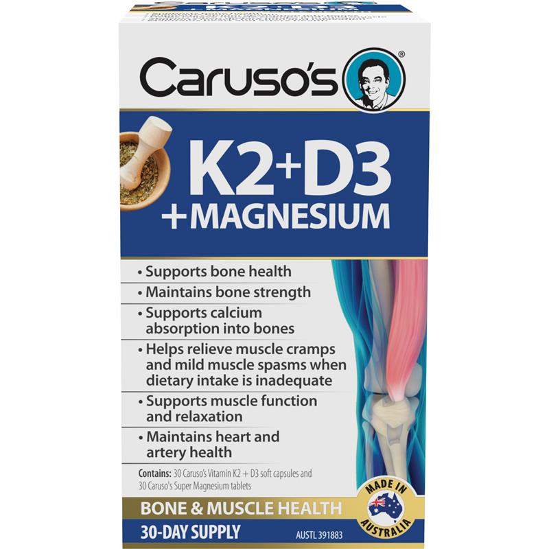 Load image into Gallery viewer, Carusos Vitamin K2 + D3 + Magnesium 30 Tablets
