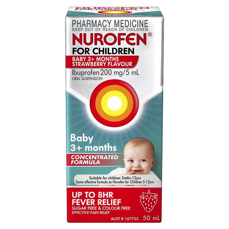 Load image into Gallery viewer, Nurofen For Children Baby 3+ Months Pain and Fever Relief Concentrated Liquid 200mg/5ml Ibuprofen Strawberry 50ml
