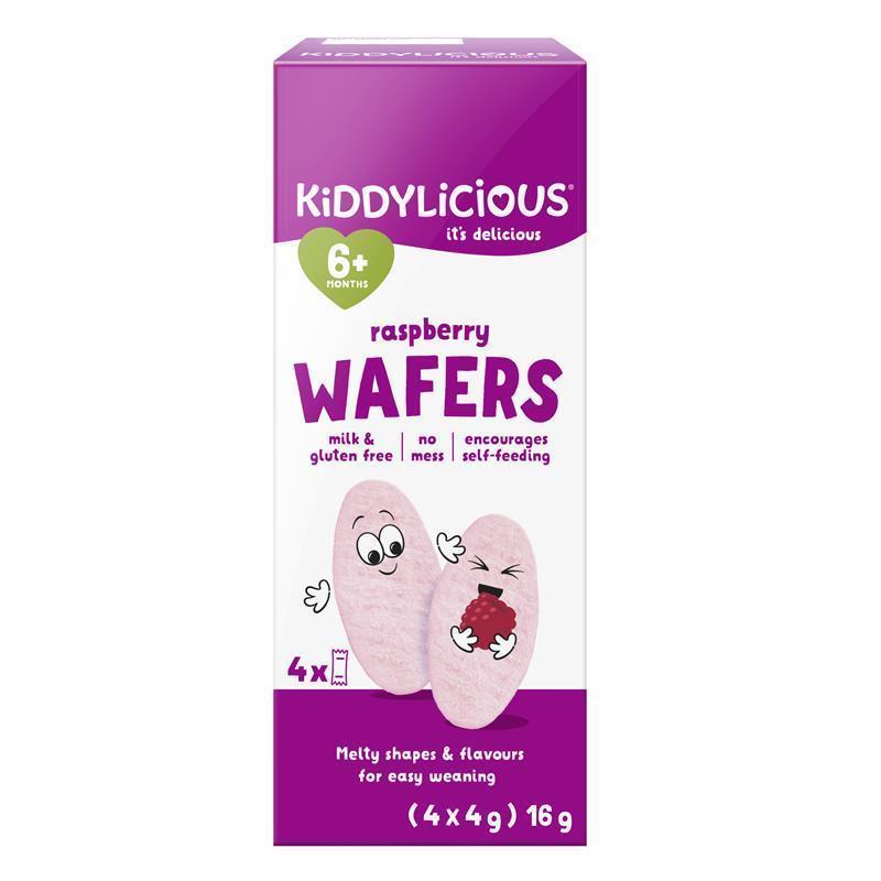 Load image into Gallery viewer, Kiddylicious Wafers Raspberry 4 X 4g Pack

