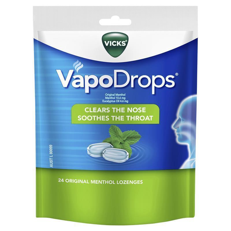 Load image into Gallery viewer, Vicks VapoDrops Original Menthol Lozenges 24 Pack
