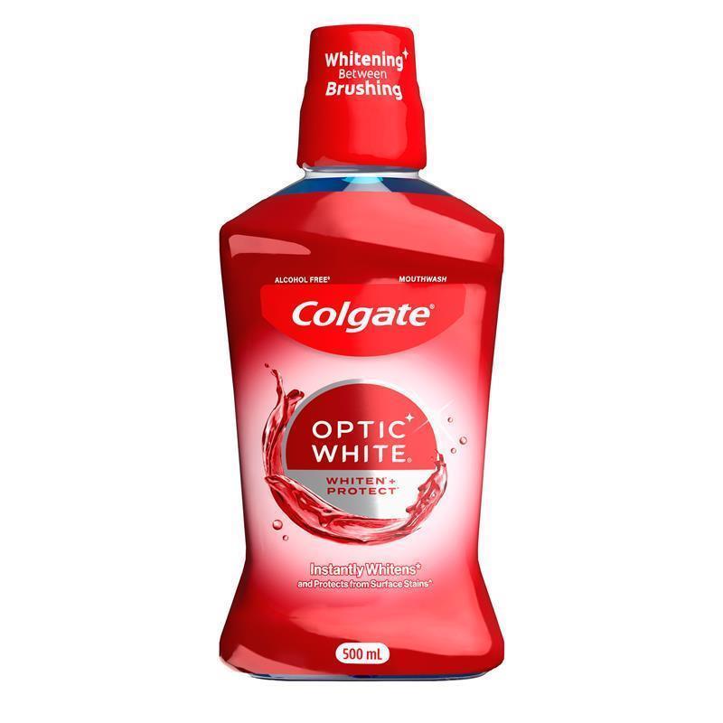 Load image into Gallery viewer, Colgate Optic White Teeth Whitening Mouthwash with Optic Brightener, Alcohol Free 500mL
