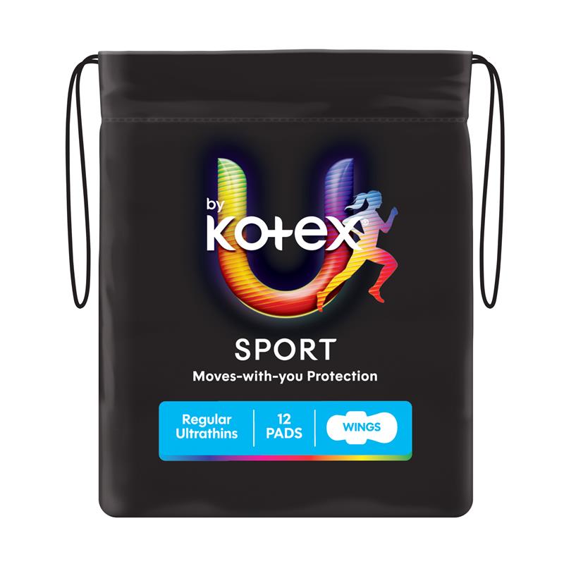 Load image into Gallery viewer, U by Kotex Sport Ultrathins Pads Regular Wing 12 Pack

