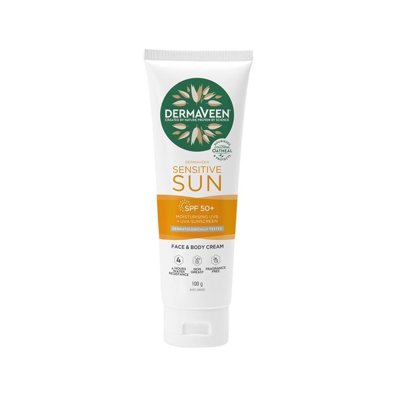 Load image into Gallery viewer, Dermaveen Sensitive Sun SPF 50+ Moisturising Face &amp; Body Cream 100g
