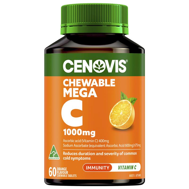 Load image into Gallery viewer, Cenovis Mega C 1000mg Orange Flavour 60 Tablets
