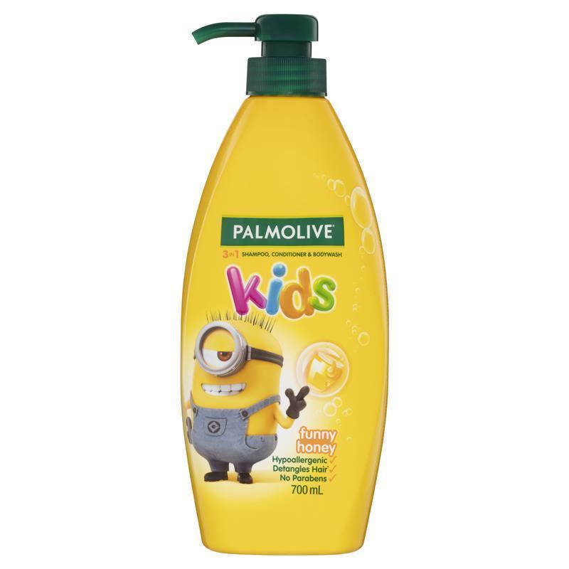 Load image into Gallery viewer, Palmolive Minions Funny Honey Kids 3 in 1 Hair Shampoo Conditioner &amp; Body Wash 700mL
