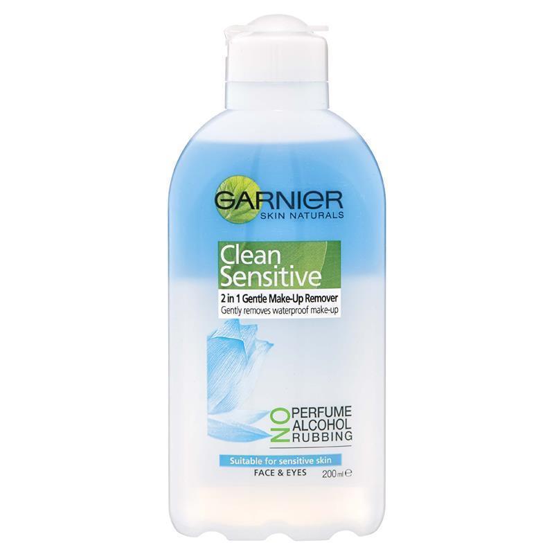 Load image into Gallery viewer, Garnier Clean Sensitive 2 in 1 Waterproof Face and Eye Makeup Remover 200ml
