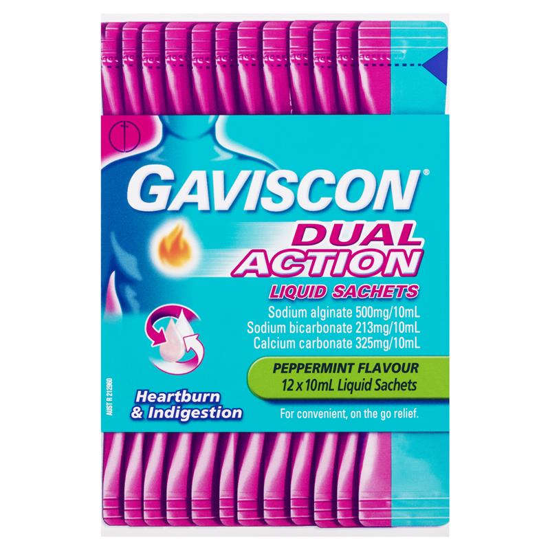 Load image into Gallery viewer, Gaviscon Dual Action Liquid Sachets Peppermint 12 Pack
