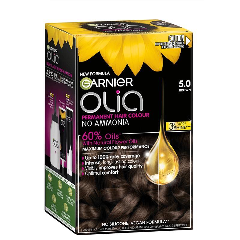 Load image into Gallery viewer, Garnier Olia 5.0 Brown Permanent Hair Colour No Ammonia 60% Oils
