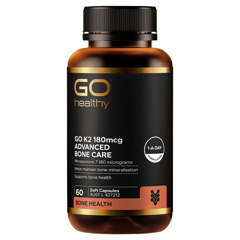 Load image into Gallery viewer, Go Healthy K2 180mcg Advanced Bone Care 60 Soft Capsules Exclusive Size
