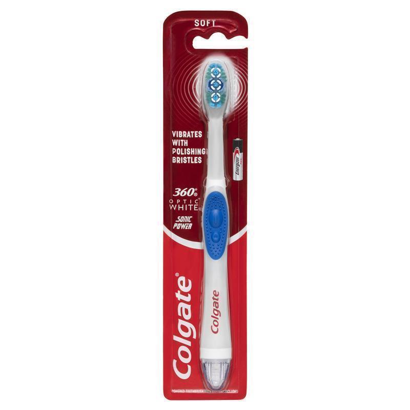 Load image into Gallery viewer, Colgate 360 Optic White Powered Toothbrush Soft with vibrating &amp; polishing bristles

