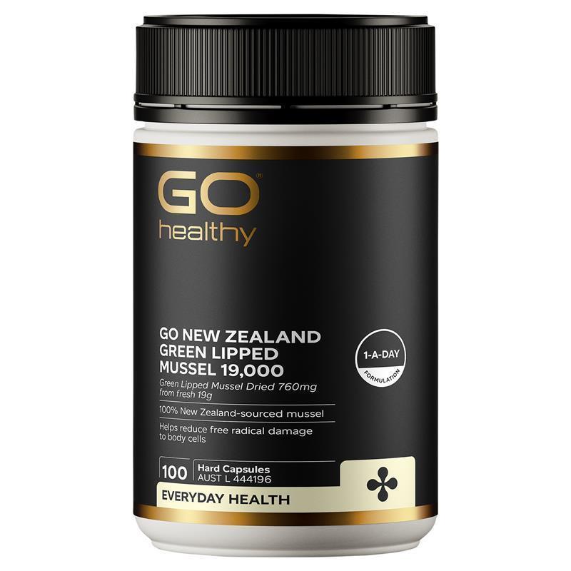 Load image into Gallery viewer, Go Healthy Mussel NZ Green Lipped 19000mg 100 Hard Capsule Exclusive Size

