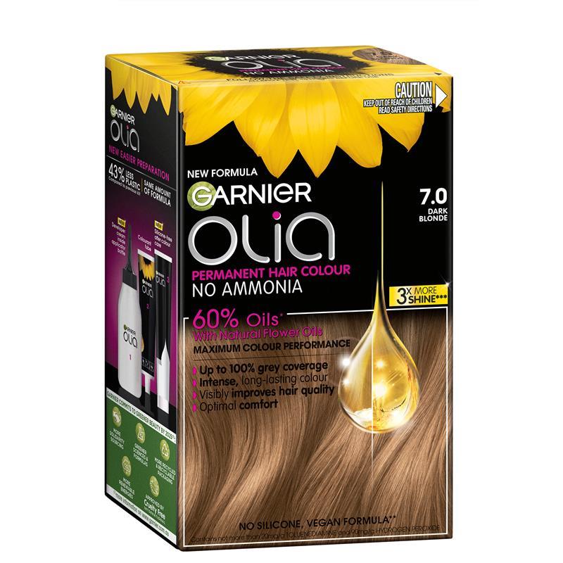 Load image into Gallery viewer, Garnier Olia 7.0 Dark Blonde Permanent Hair Colour No Ammonia 60% Oils

