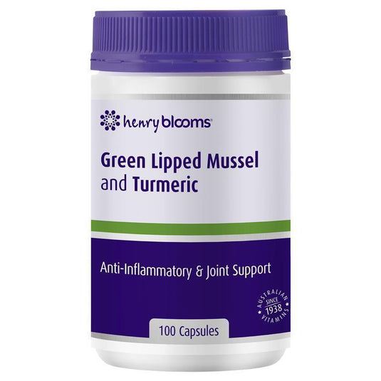 Henry Blooms Green Lipped Mussel 500mg With Turmeric 1500mg 100 Vege Capsules