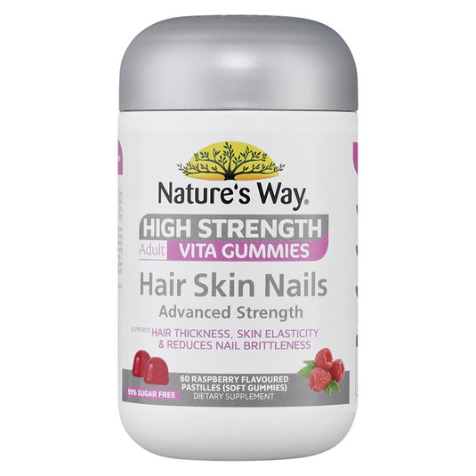Nature's Way High Strength Adult Vita Gummies Hair Skin Nails 60 Pastilles